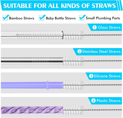 Straw Cleaner Brush 8PCS Long Straw Brushes Reusable Nylon Tube Brush Drinking Straw Cleaning Brush Set for Water Bottle, Straws, Tube, Flasks (8PCS Style 2)