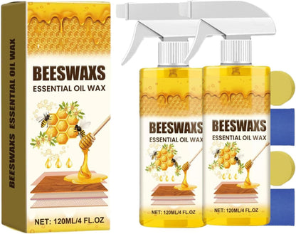 2026 upgrade Natural Micro-Molecularized Beeswax Spray, Beeswax Wood Polish Spray, Beeswax Spray Furniture Polish Bees Wax Furniture Polish and Cleaner 3-in-1 Care Clean Polish (1pc+sponge+towel)