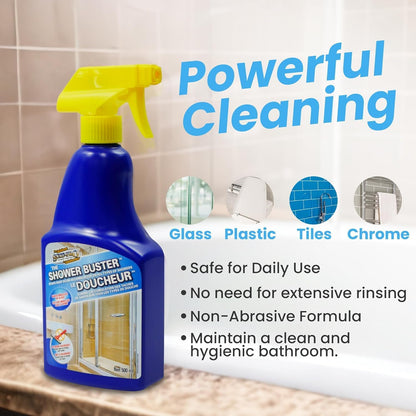 SURF PRO Shower Glass Door Cleaner – Shower Buster Spray for Soap Scum & Hard Water Stains – No Scrub Bathroom Cleaner for Glass, Tile, Chrome, Ceramic, RV and Septic Safe (500ml / 16.9oz)