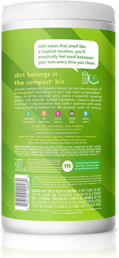 Method Lime & Sea Salt All Purpose Cleaning Wipes, 70 CT