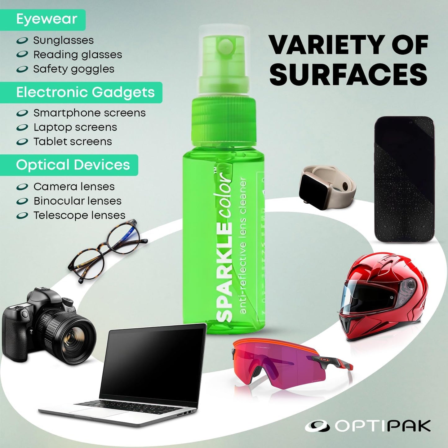 Sparkle Anti-Reflective Safe Lens Cleaner Spray Kit - (2) 1oz Glasses Cleaner Spray & (2) Microfiber Cloth for Eyeglasses, Sunglasses, Lenses, Screens and Camera Cleaning Kit (4 Piece Set)
