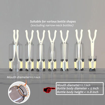 Bottle Brush and Two Replacement Brush Heads Set, 16-Inch Extra Long Handle | Bottle Brush with Stand, Bottle Cleaner. Perfect for Deep Bottles