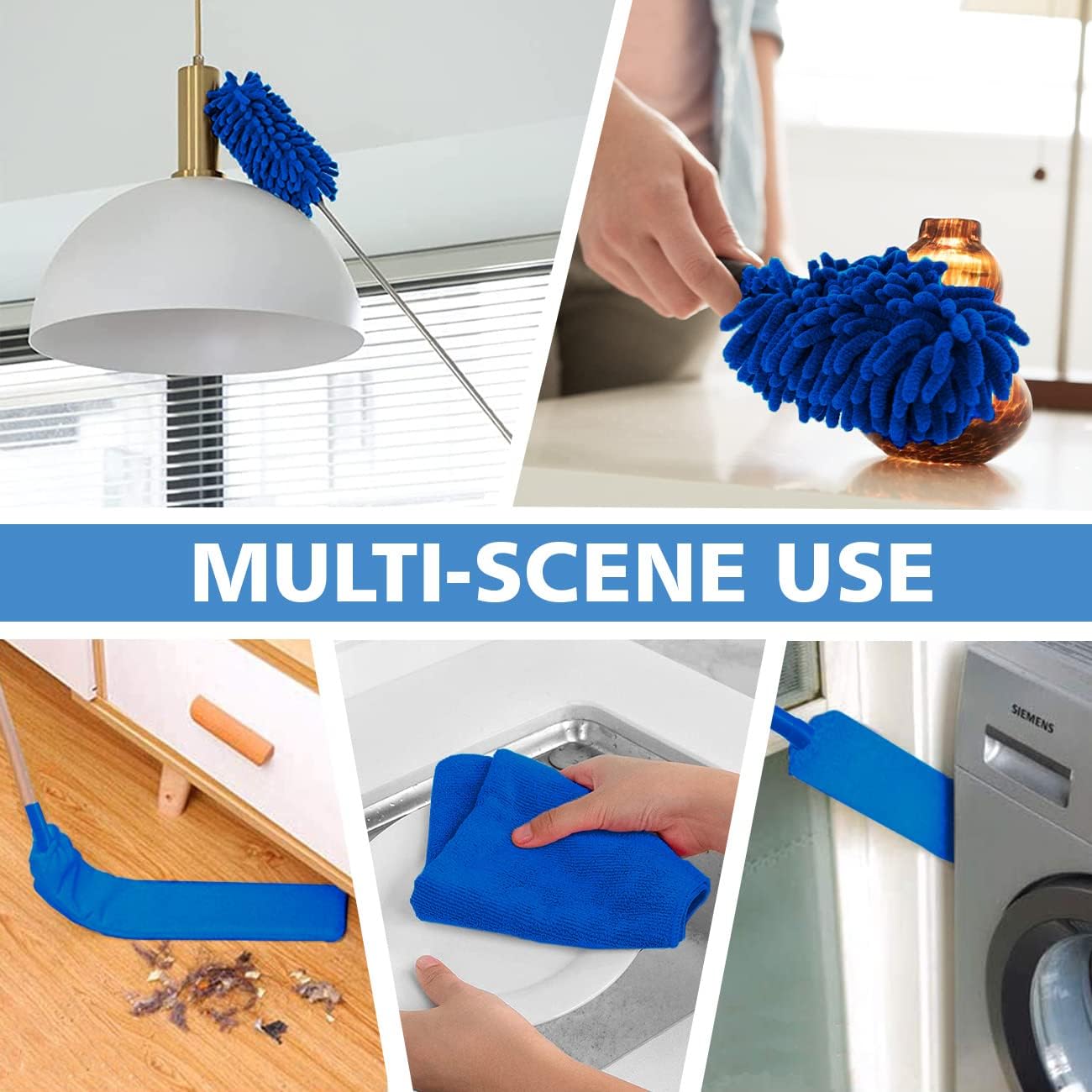 Microfiber Duster Kit for High Ceiling (6pcs), Extendable Dusters for Cleaning with 100" Extension Pole, Long Feather Duster for Fan/Car, House Cleaning Tool Kit by OOSOFITT