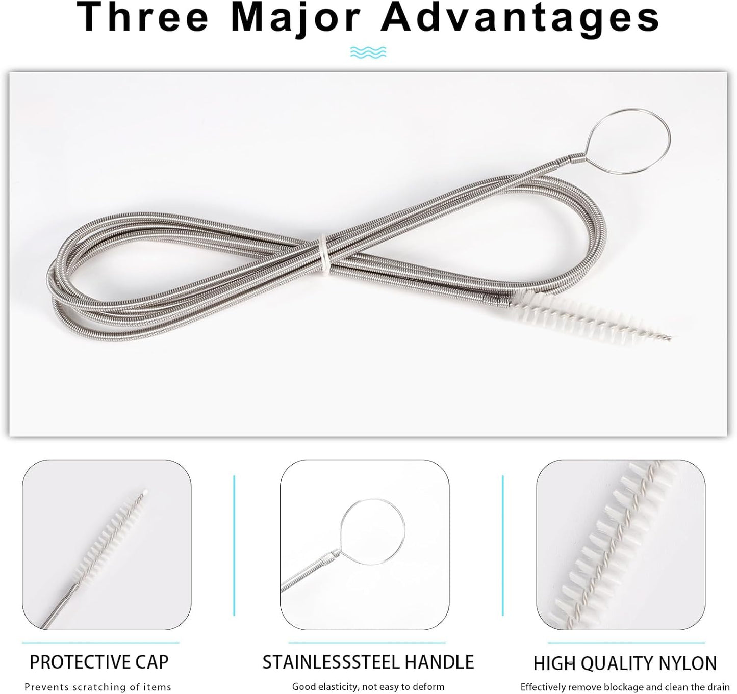 CiaraQ Bottle Cleaning Brushes, 8 Inch Nylon Tube Brush Set, Cleaner for Narrow Neck Bottles Cups with Hook, Set of 10pcs