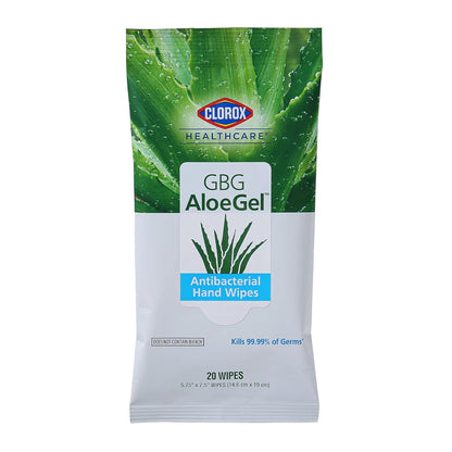 Clorox Healthcare GBG AloeGel Hand Sanitizer Wipes, Bleach-Free Sanitizing Wipes for Hands with 71% Ethyl Alcohol and Aloe - FDA Registered, Resealable Travel Pouch, 20 Count