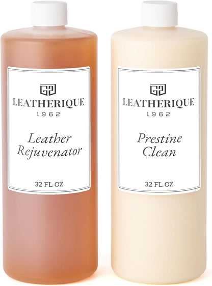 Leatherique Leather Care & Preservation Set - 8 oz | Leatherique Rejuvenator Oil & Prestine Clean 2-Step System | Softens, Conditions & Preserves Leather | Perfect for Cars, Furniture, Saddles & More