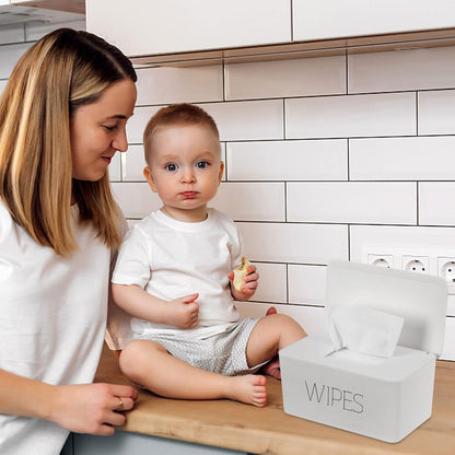 NOVWANG Wipes Dispenser, Large Capacity Baby Wipe Holder(8.3L × 4.9W × 3.9H Inches) Refillable Wipes Container with Sealing Design Baby Wet Wipes Dispenser for Bathroom Home Office Car