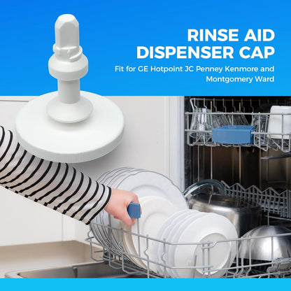 WD12X10284 Rinse Aid Fill Cap for GE Hotpoint JC Penney Kenmore and Montgomery Ward Dishwashers Rinse Aid Dispenser Cap WD12X24238 Fill Cap Assembly Replaces WD12X409 WD12X10024 1472897
