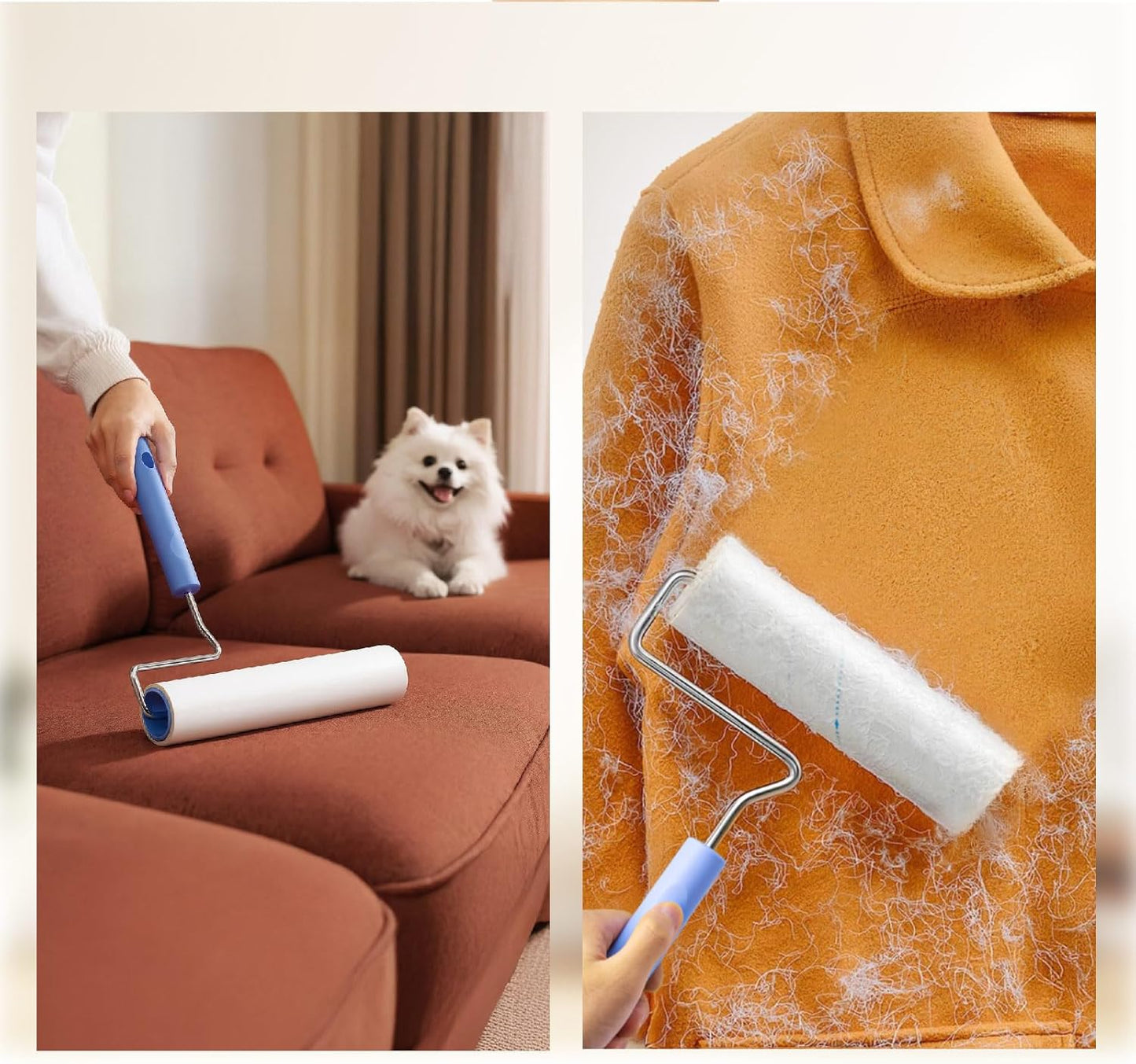 Large Lint Roller for Pet Hair Extra Sticky,10 Years Lifespan,9.45''/6.3" Pet Hair Removal Tool Roller for Dog Cat Hair,450 Sheets/5 Refills,Detachable Telescoping Extension Large Lint Roller