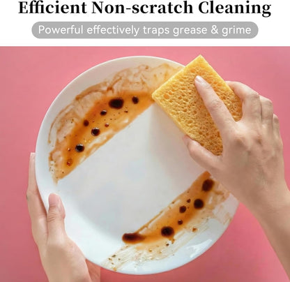 6 Pcs Kitchen Sponges for Dishes Cleaning, Non Scratch for Non Stick Cookware, Compressed Natural Cellulose Sponges, Dish Washing Scrubbers, Scrubbing Pads for Household, Bathroom (Multicolor)