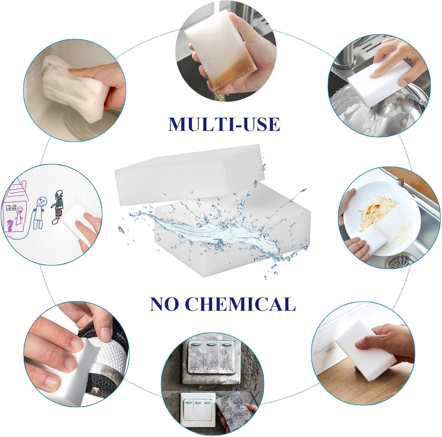 Magic Sponge Eraser Sheets, 52Pcs All-Purpose White Melamine Sponge Convex Point Disposable Magic Cleaning Wipes for Furniture Kitchenware, Hard-to-Reach Places, Shoe