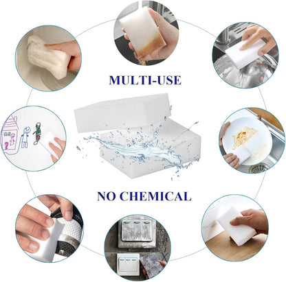 Magic Sponge Eraser Sheets, 52Pcs All-Purpose White Melamine Sponge Convex Point Disposable Magic Cleaning Wipes for Furniture Kitchenware, Hard-to-Reach Places, Shoe