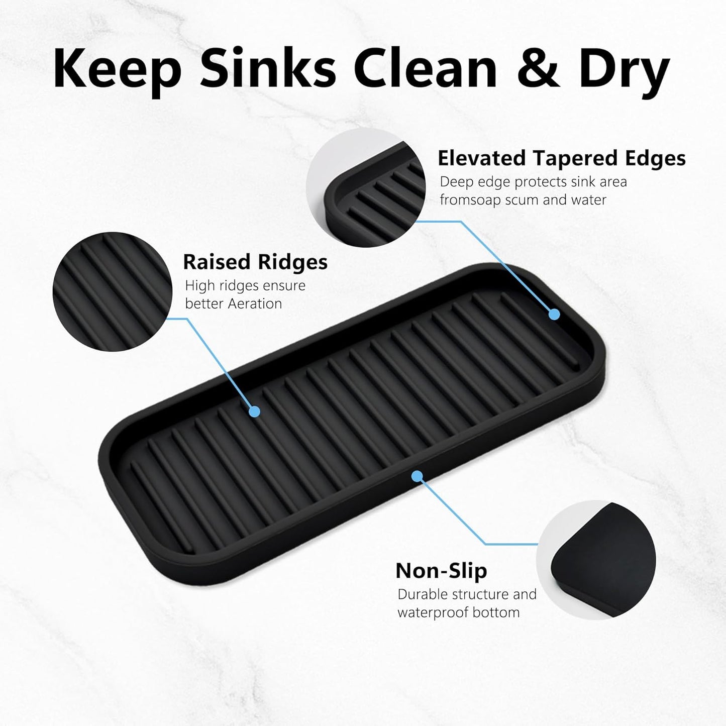 Silicone Sponge Holder Kitchen Sink Organizer Tray Dish Caddy Soap Dispenser, Scrubber Spoon Holder,Dishwashing Accessories 2 Pack (White)