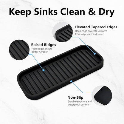 Silicone Sponge Holder Kitchen Sink Organizer Tray Dish Caddy Soap Dispenser, Scrubber Spoon Holder,Dishwashing Accessories 2 Pack (White)