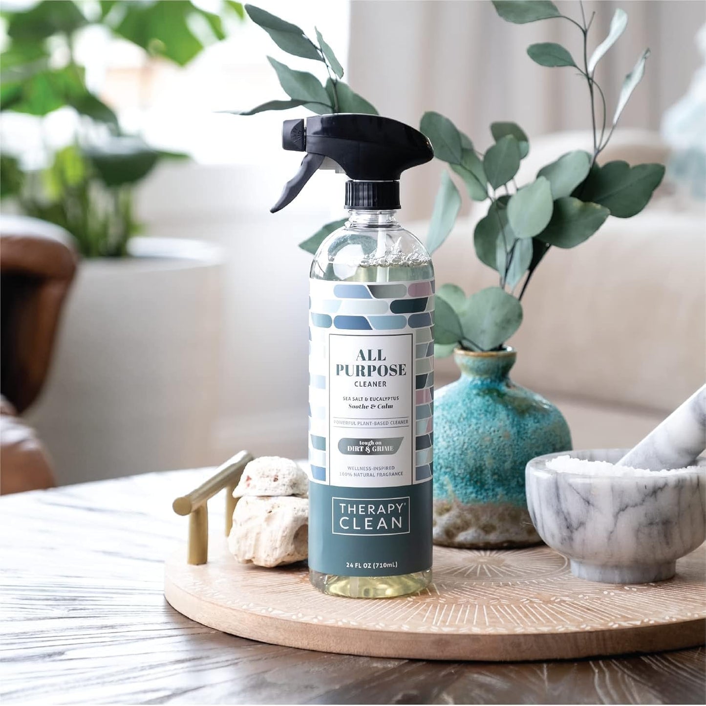 Therapy Clean All Purpose Cleaning Spray - Fresh Herbs & Melon 24 fl. oz - 100% Natural Scent, Kitchen Surface Counter, Surface Cleaner, Non Toxic All Purpose Cleaner Spray