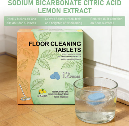 Floor Cleaner Tablets Hard Floor Cleaner Tablets, Deep Cleans for Multiple Hard Floors for Tile, Vinyl, Hardwood, Fresh Lemon Scent, Compatible with Robot Mops & Wet/Dry Vacuums(2PCS)