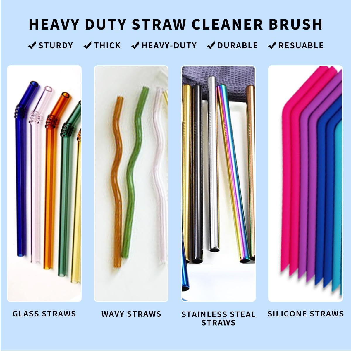 Straw Clean Brush Extra Long Straw Tube Brushes for Cleaning, Reusable Drinking Straw Cleaner Brush Set, Glass Pipe Cleaning Brush (12 inch)