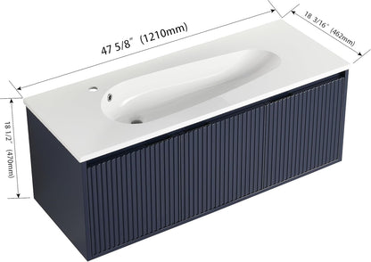 SSLine Modern 24-Inch Bathroom Vanity with Sink Wall Mounted Bathroom Vanity with Top Basin & Storage Cabinet White Wood Floating Vanity w/Ceramic Sink & Gold/Black Handles for Small Space