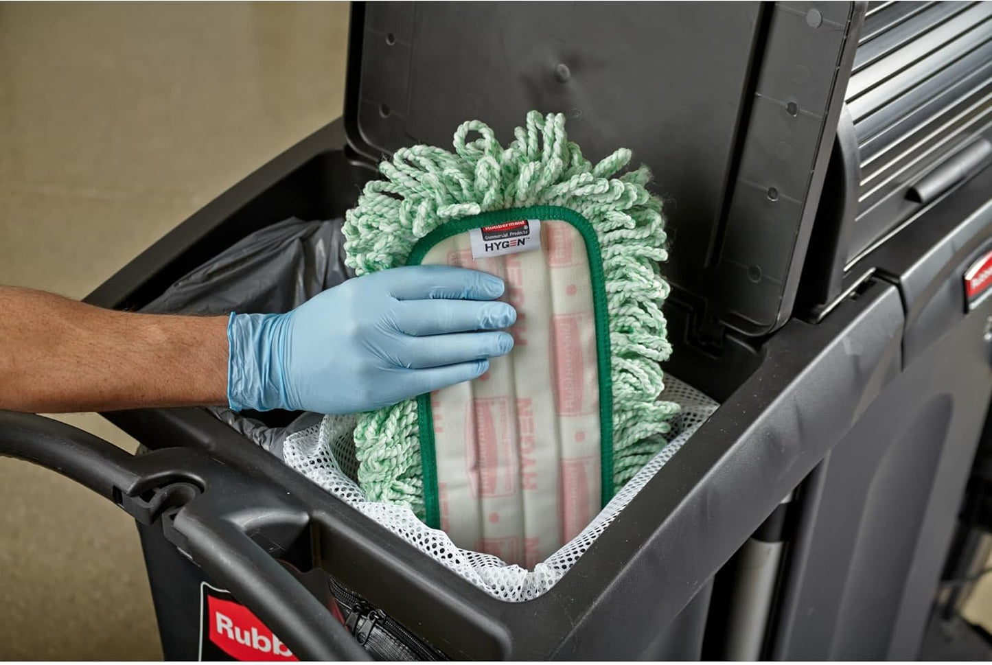 Rubbermaid Commercial Products HYGEN 24" Microfiber Dust Pad with Fringe Green for Janitorial/Professional Cleaners and Heavy-Duty Industrial Cleaning/Dusting/Sweeping
