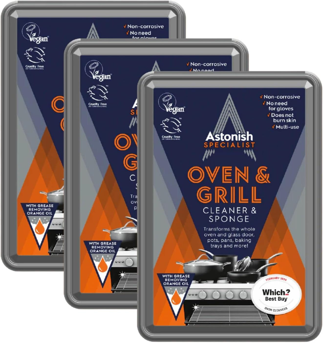 Astonish Specialist Oven & Grill Cleaner & Sponge, 250g – Powerful Degreasing Paste with Orange Oil, Restores Shine Without Harsh Chemicals – For Ovens, Grills, Racks & Toughened Glass