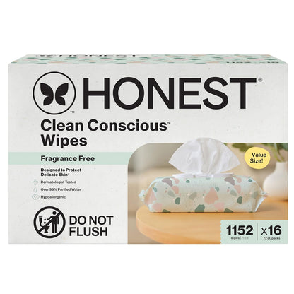 The Honest Company Hypoallergenic Multi-Use Baby Wipes for Sensitive Baby Skin, Rose Blossom, 60 Count