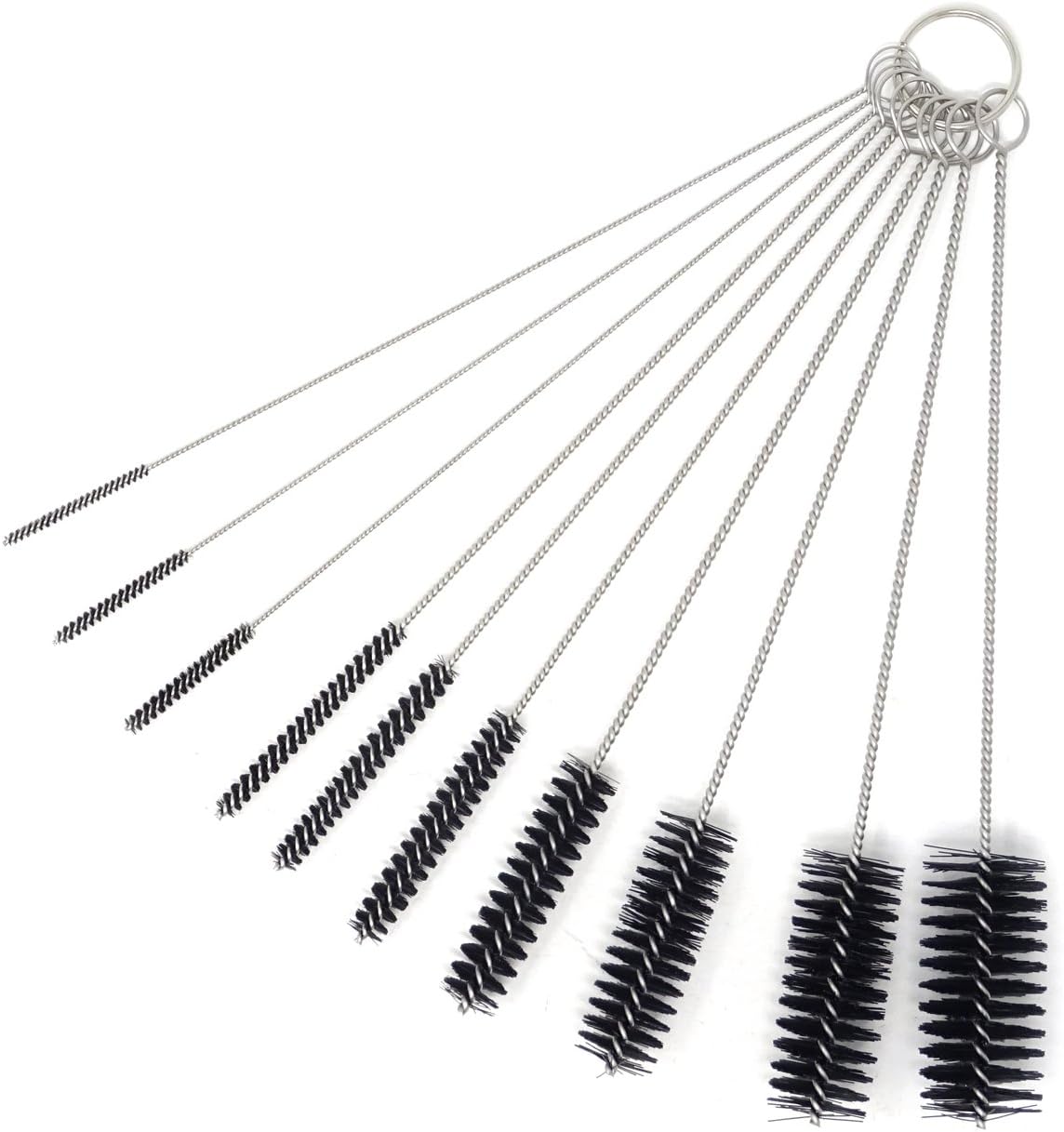 Honbay 10PCS 7.87Inch Nylon Tube Brush Set Cleaning Brush Set for Test Tube,Water Bottles, Drinking Straws, Eye Glasses, Keyboards, Jewelry Cleaning,etc