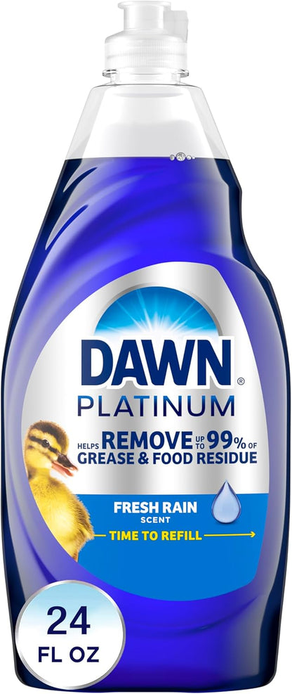 Dawn Platinum Refill Jug Dish Soap, Fresh Rain Scent Liquid Dishwashing Detergent Powerful Dawn Dish Soap for Tough Grease Removal Dishwashing Liquid Value Pack, 51.5 oz (Pack of 2)