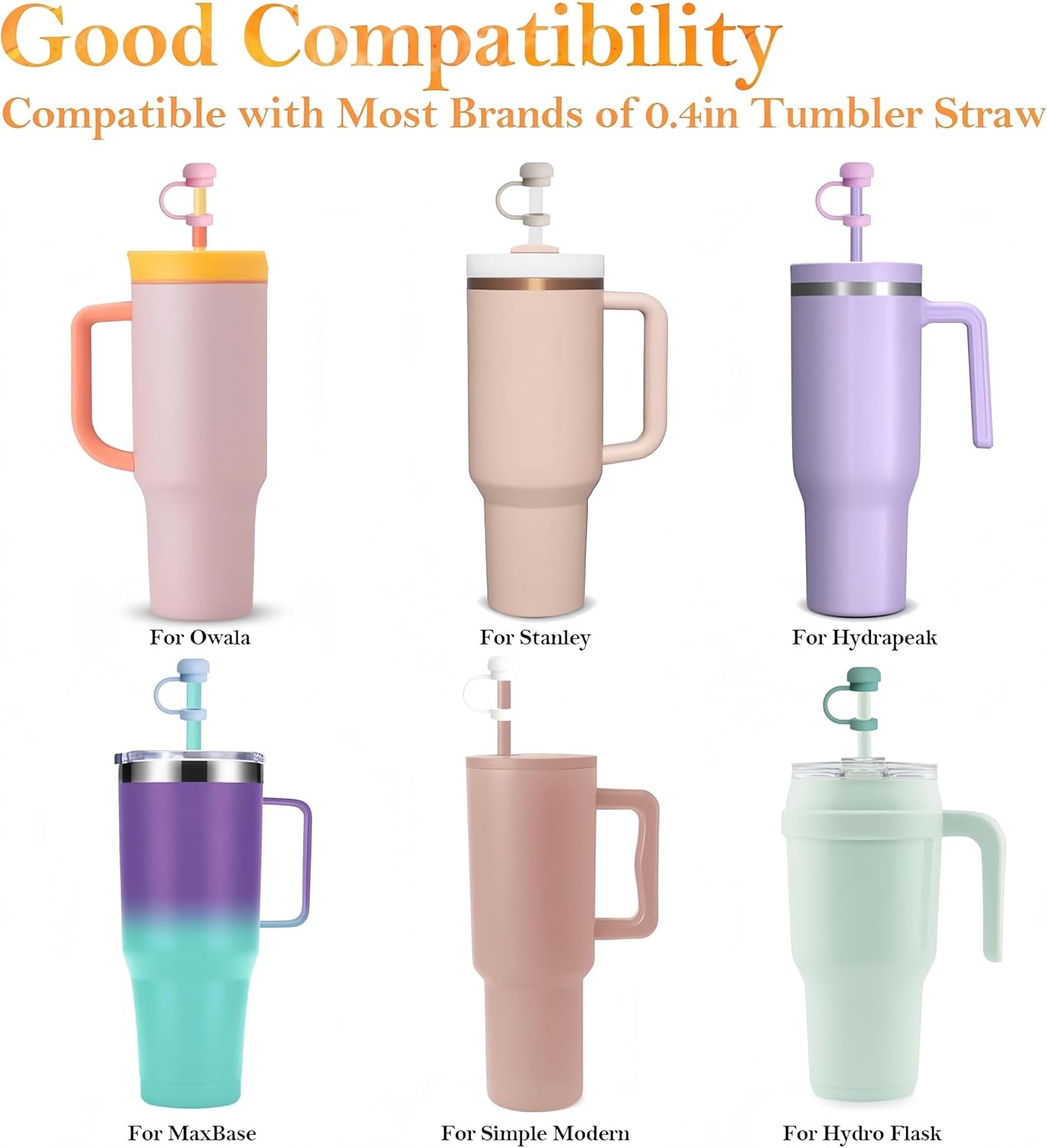 Replacement Straws Compatible with Stanley 40 oz 30 oz Cup Tumbler,Reusable,Clear,Silicone Straw Caps,Cleaning Brush,17 Pack Straw Set,for Stanley Cup Accessories,Long Mugs,drinking glass(Purple)