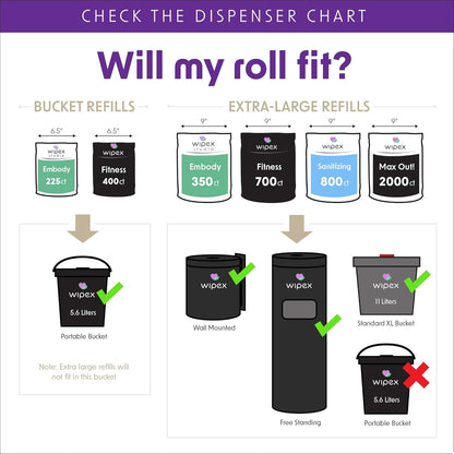 Wipex Gym Wipes Bucket Refill – EWG Verified, 400 Ct Plant-based Fitness Equipment Wipes, Lavender and Vinegar to Clean Surfaces, Safe Yoga Mat Cleaner, Gym Cleaner and Peloton