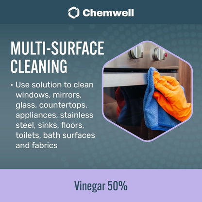 Chemwell 99% Vinegar (32 fl oz) - General Purpose All-Natural Multi-Surface Cleaner for Home, Patio & Commercial - High Performance, Powerful Concentrated Acetic Acid - Made in USA