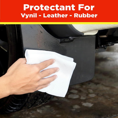 Mule Head Inside Out Protectant Wipes – Automotive Interior & Exterior Cleaner for Vinyl, Leather, Rubber & Trim, UV Protection, Non-Greasy, 72 Count, 10" x 12"
