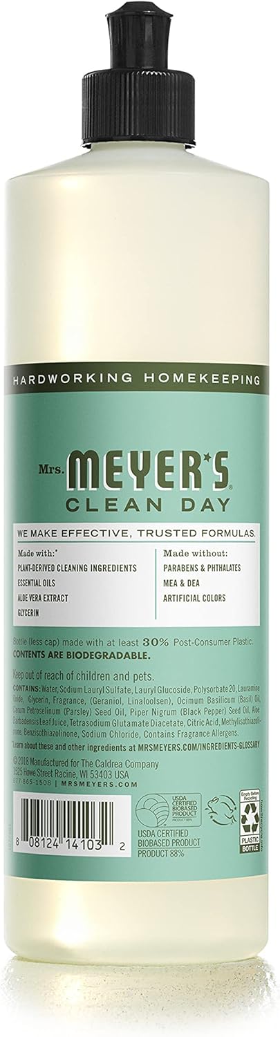 MRS. MEYER'S CLEAN DAY Liquid Dish Soap, Honeysuckle Scent, 16 Fl Oz Bottle
