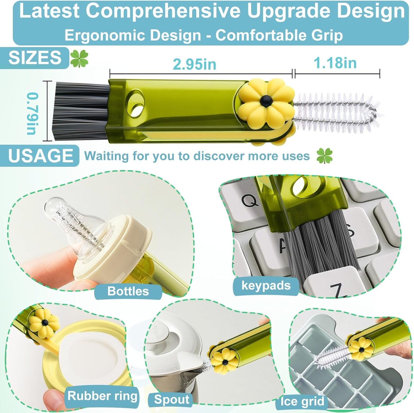 Cup Lid Gap Cleaning Brush, 3 in 1 Cup Lid Brush, Multifunctional Water Bottle Cleaning Brush, Home Kitchen Crevice Brush Tools for Tiny Cup Lid Detail, Bottle Tight Spaces Cup(3 PCS)