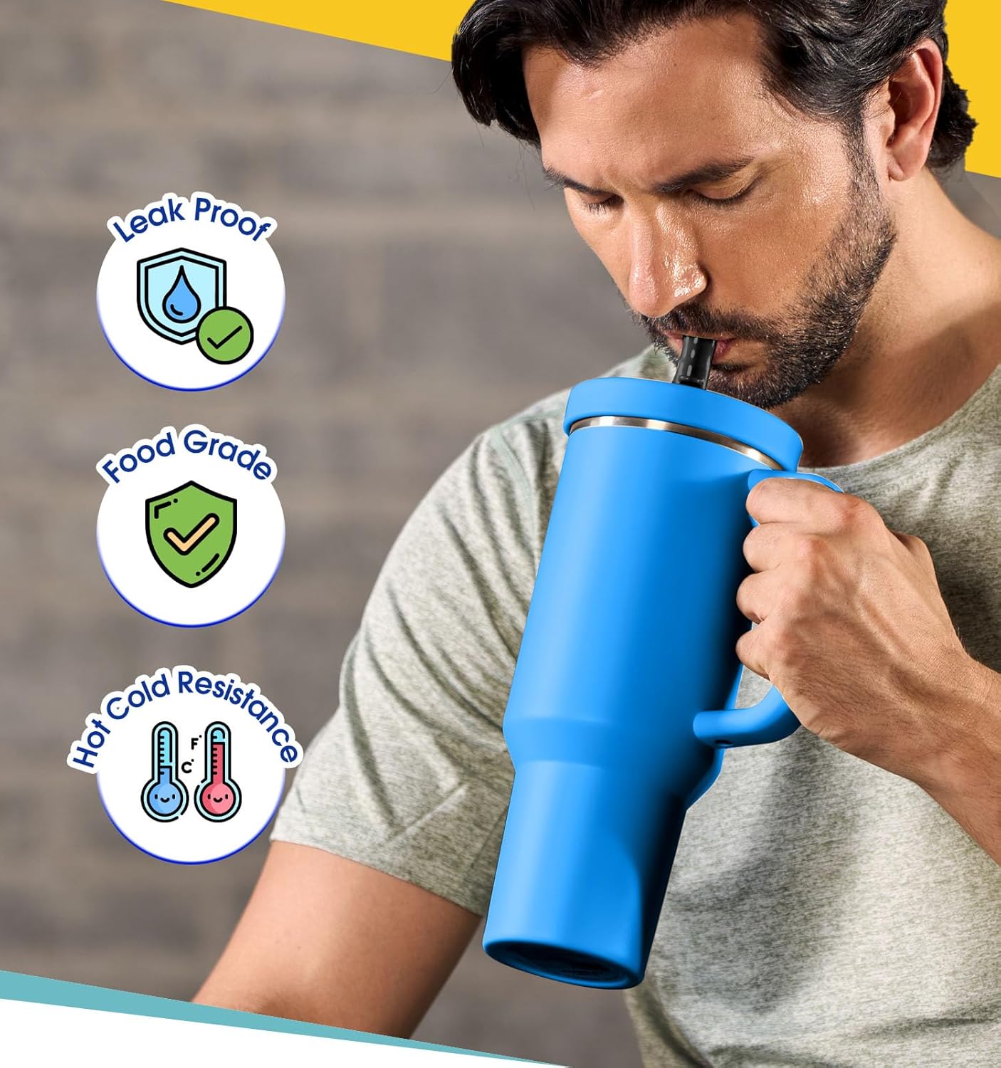 40 Oz Tumbler Flip Straw Lid Compatible with Stanley Quencher Cup, Anti Spill Replacement Cup Covers, Durable Silicone Leak Proof Lids with Cleaning Brush Set for Travel Storage