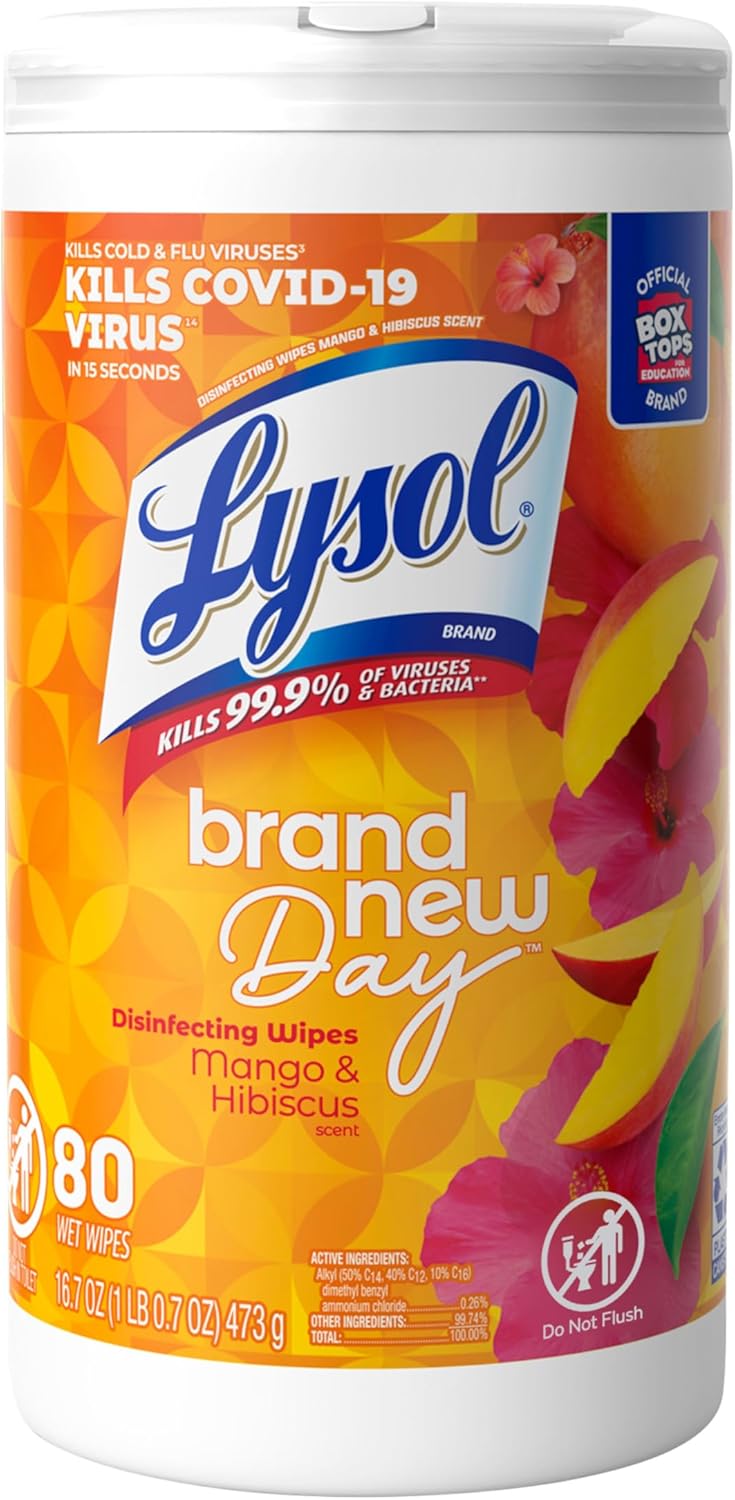 Lysol Disinfectant Wipes, Dorm Room Essentials, Multi-Surface Antibacterial Cleaning Wipes, For Disinfecting and Cleaning, Crisp Linen, 80 Count