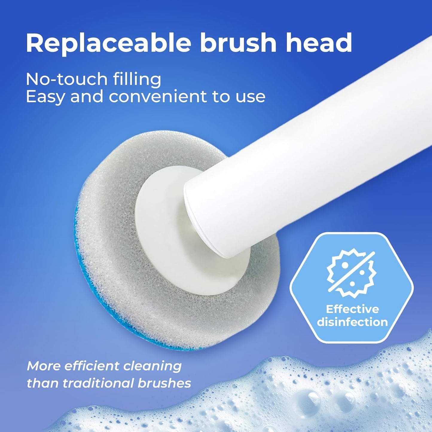 Disposable Toilet Cleaning Brush Kit with 48 Refill Heads, Long Handle Deep Clean Toilet Brush, All in One Bathroom Toilet Cleaner System for Household Apartment Daily Bathroom Cleaning