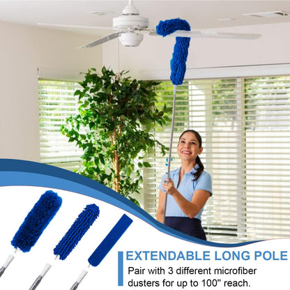 Microfiber Duster Kit for High Ceiling (6pcs), Extendable Dusters for Cleaning with 100" Extension Pole, Long Feather Duster for Fan/Car, House Cleaning Tool Kit by OOSOFITT