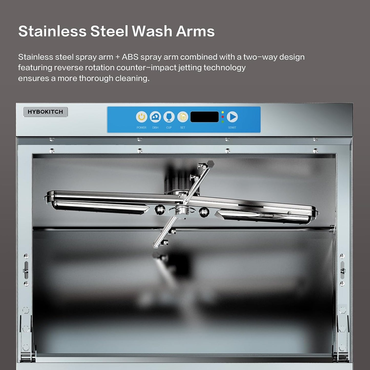 Commercial Dishwasher Undercounter High Temperature, Built-in Booster, Built-in Detergent & Rinse Aid Pumps, Stainless Steel, 20-40 Racks/Hr, 208~240V, 1 Phrase for Restaurant Bar Cafe