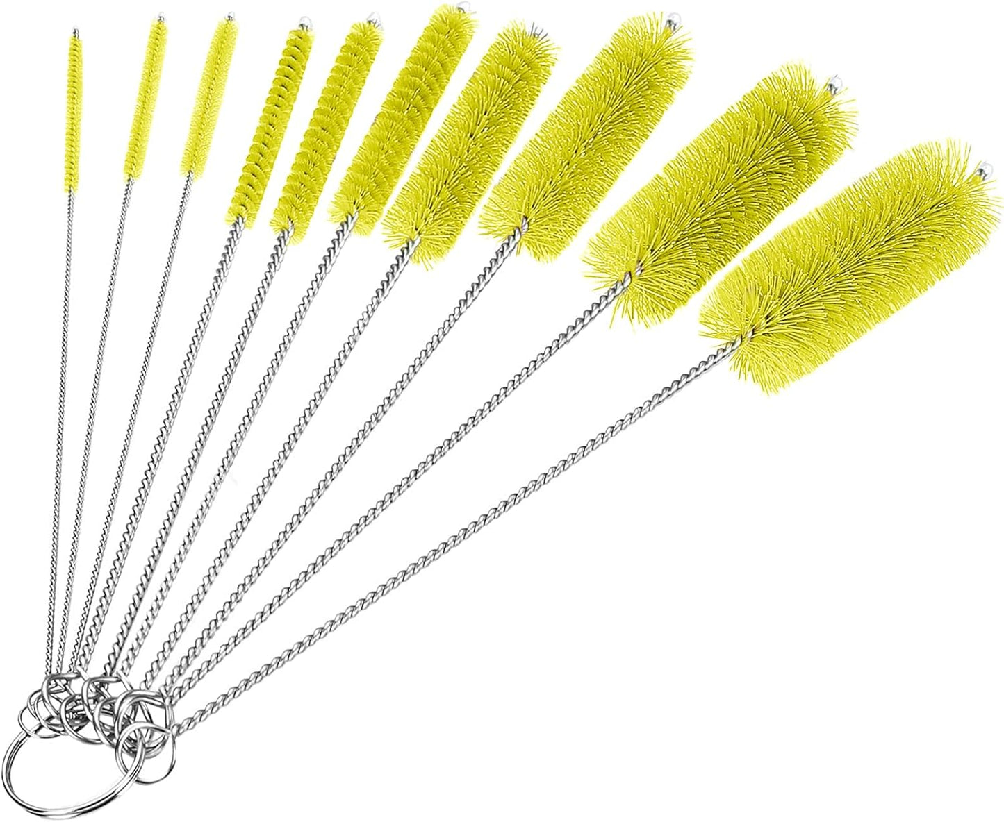 CiaraQ Bottle Cleaning Brushes, 8 Inch Nylon Tube Brush Set, Cleaner for Narrow Neck Bottles Cups with Hook, Set of 10pcs