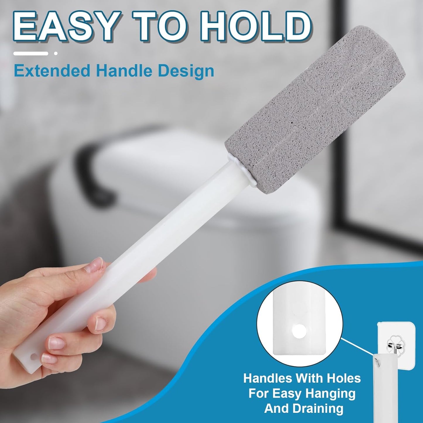 5 Packs Pumice Cleaning Stone with Extra Long Handle, Pumice Stone for Toilet Bowl Clean for Cleaning Toilets, Bathtubs, Grills, Swimming Pools, Sinks