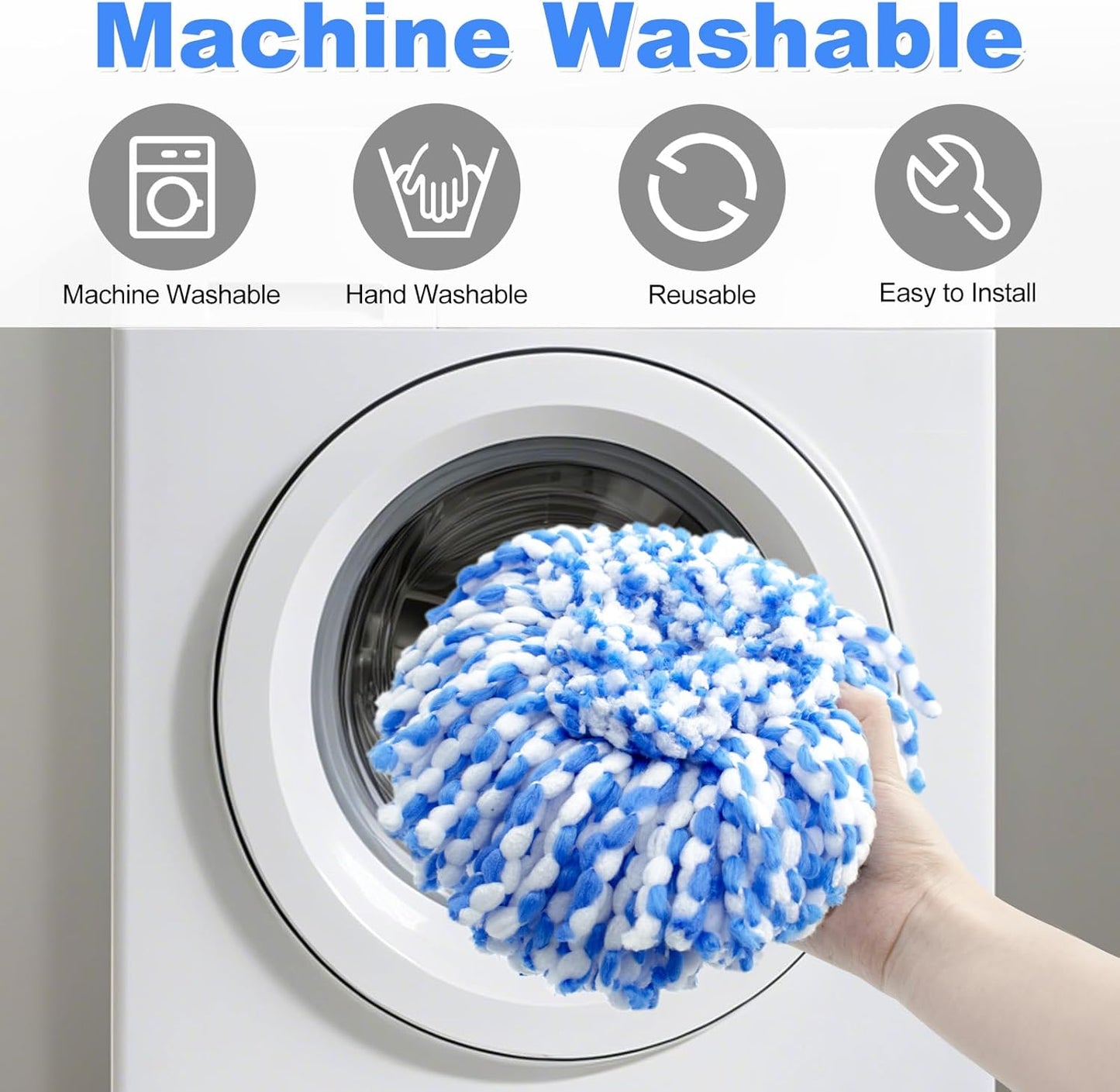 Mop Heads Replacement for Ocedar, Mop Replace Head for Ocedar EasyWring 1 Tank, Microfiber Spin Mop Refills, Include 5 Spin Mop Replacement Head Deep Cleaning Machine Washable with 2 Scrubber Mop Head
