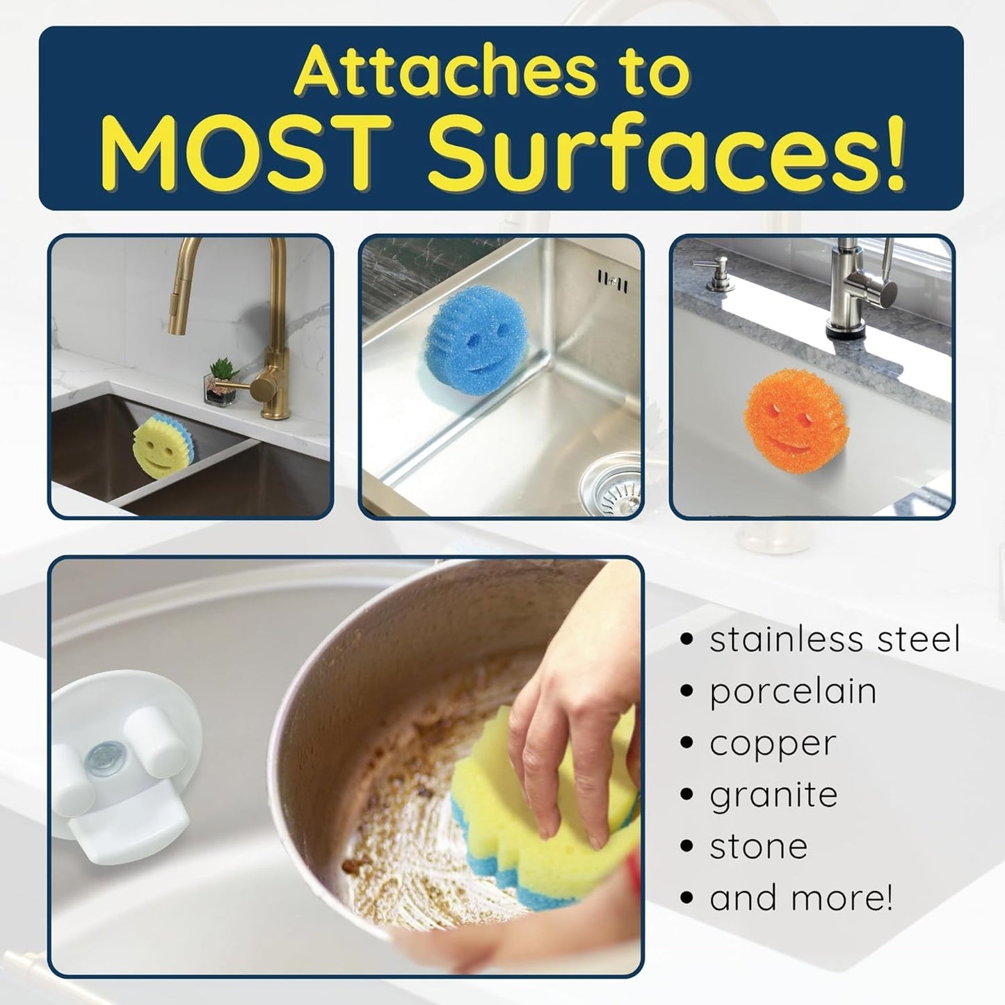BeraTek Scrub Daddy Holder - Suction Cup Kitchen Sink Caddy - Keep Sponges Clean & Dry - Compatible with Sponge Daddy & Scrub Mommy - Mothers Day Gift for Mom - White, 1-Pack