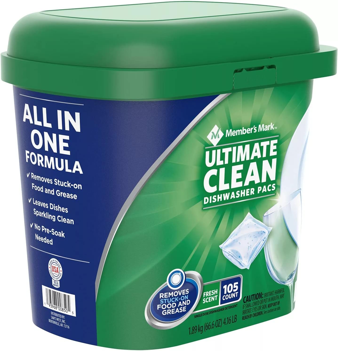 Member's Mark Ultimate Clean Dishwasher Pacs, Fresh Scent, 105ct
