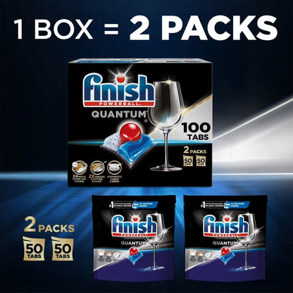 Finish - Quantum with Activblu Technology - 50ct - Dishwasher Detergent - Powerball - Ultimate Clean and Shine - Dishwashing Tablets - Dish Tabs-(Packaging May Vary)