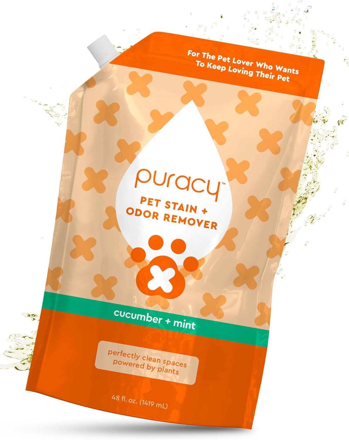 Puracy Pet Stain and Odor Remover - Enzyme Cleaner for Dog & Cat Urine and Poop on Carpet, Professional Pet Carpet Stain Remover, Cucumber & Mint, 25oz
