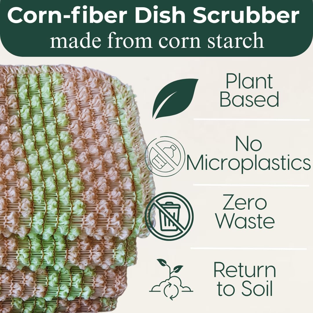 mibboom's Dish Scrubbers – Non-Scratch, Reusable Kitchen Sponges for All-Purpose Cleaning, Made in Korea, 4 Pack (7.6 x 7.4 in)