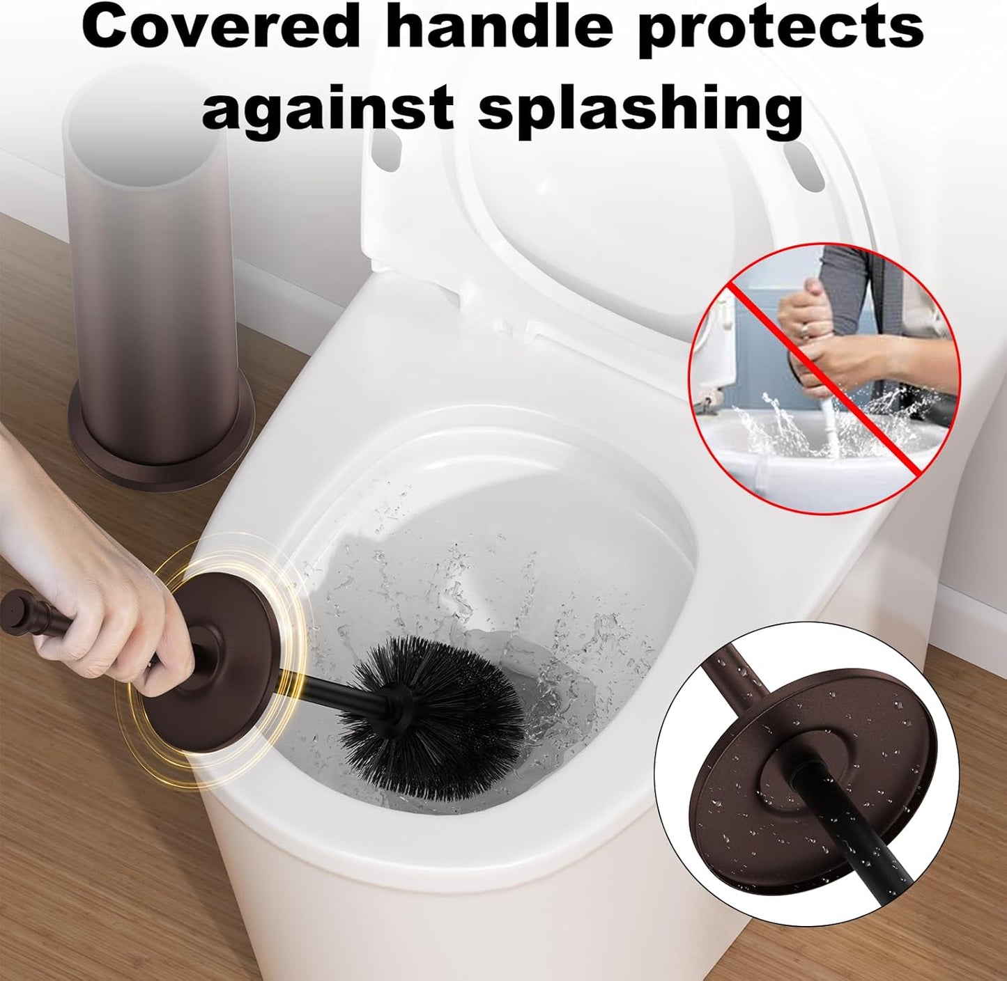 Stain Nickel Toilet Brush and Holder，Extra Long Handled Toilet Brush for Bathroom，Stainless Steel Heavy Duty Toilet Bowl Brush,Removable Inner Bowl,Deep Cleaning Dense Bristles Brush -Space Saving