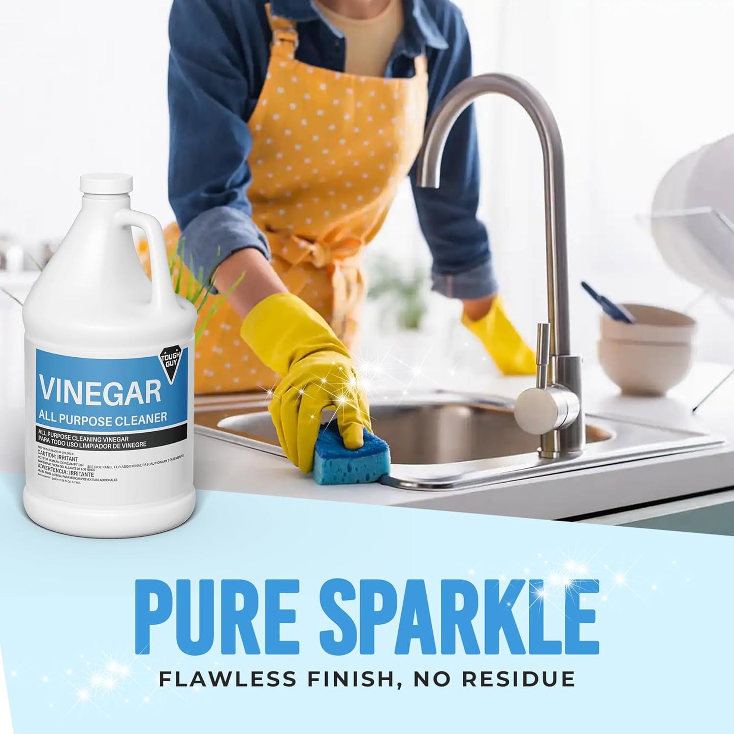 (4 Gallons) - Distilled White Cleaning Vinegar 6% Acidity - Multi-Purpose Household Surface Cleaner, Safe for Laundry