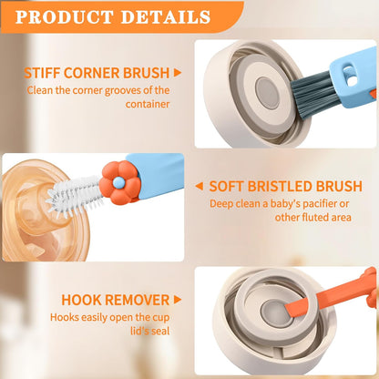 3 in 1 Cup Lid Gap Cleaning Brush Set, Multifunctional Insulation Bottle Cleaning Brush, Cup Lid Gap Cleaner, Home Kitchen Crevice Brush Cleaning Tools