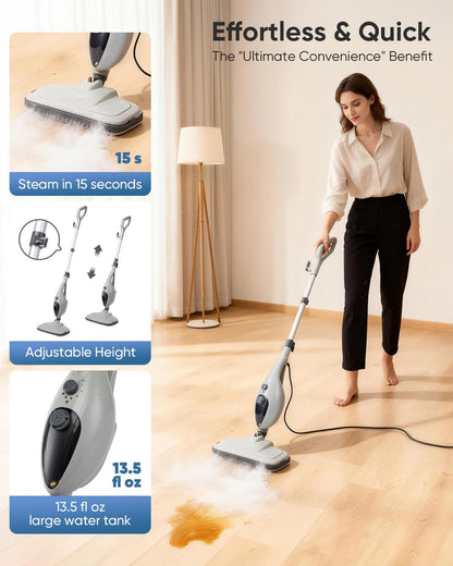 CYK Steam Mops for Floor Cleaning, 12 in 1 Handheld Steam Cleaner for Home, Floor Steamer for Hardwood Floors and Tile (Purple-grey)